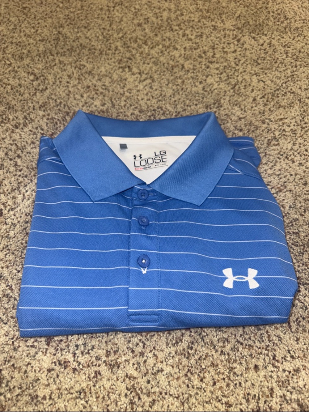 Under Armour Blue Striped Golf Polo👕